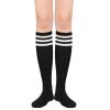 American Trends Knee High Black Long Socks Athletic Running Skating Striped Retro Socks 1 Pack Black White view 2