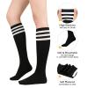 American Trends Knee High Black Long Socks Athletic Running Skating Striped Retro Socks 1 Pack Black White view 3