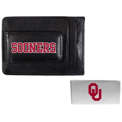 Siskiyou Sports NCAA Oklahoma Sooners Unisex Leather Cash & Cardholder & Money Clip, Black, One Size
