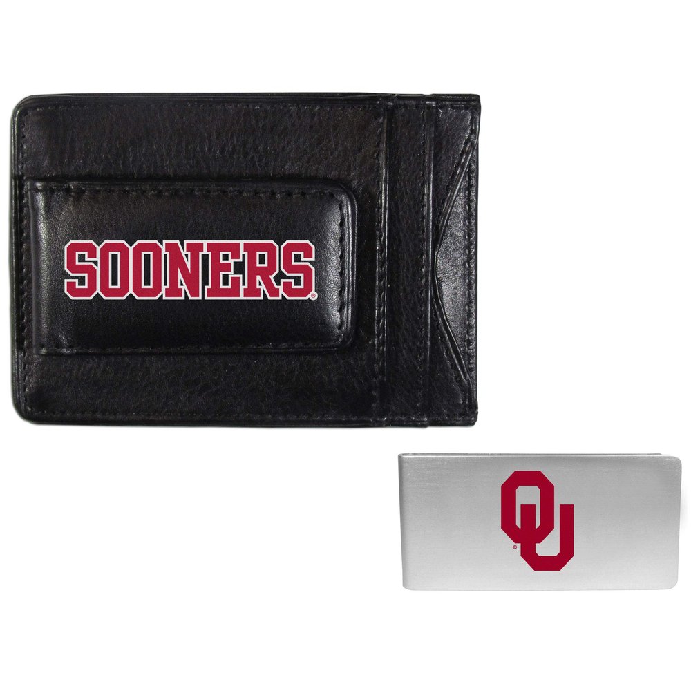 Siskiyou Sports NCAA Oklahoma Sooners Unisex Leather Cash & Cardholder & Money Clip, Black, One Size