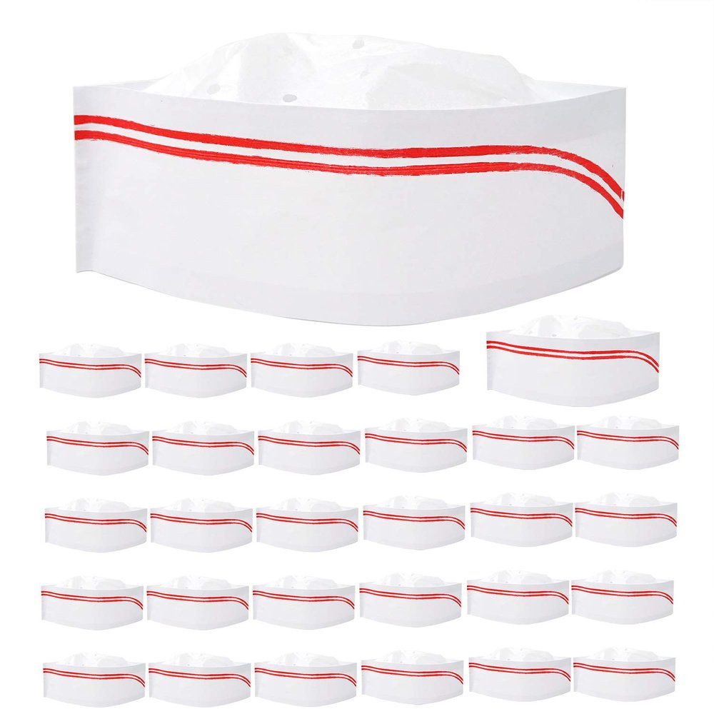 Honbay 30PCS Disposable Paper Chef Hat Kitchen Cooking Chef Cap for Food Restaurants, Home Kitchen, School, Classes, Catering White