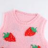Yccutest Women Sweater Vest Stylish Vintage Knitwear V Neck Sleeveless Knitted Pullovers Tank Top Sweaters (Pink&Strawberry,M) view 3