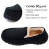 Vonair Mens Moccasin Slippers Indoor Outdoor Slip on Warm House Shoes Breathable Moccasins for Men 9 US Black view 3