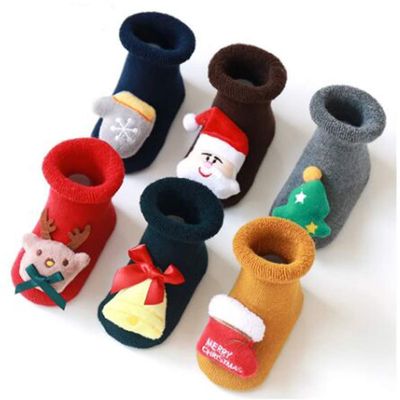 Angelastore Baby Christmas Socks Kids Sock Cute Lovely Boy Girls Cotton Red Gift Sock Autumn Winter Socks (3, 11cm_0-8 Month)