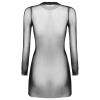 Alvivi Women's Tube Mini Dress Long Sleeves Sheer Bikini Cover Up Swimwear Skinny Bodycon Dress Black Small view 2