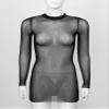 Alvivi Women's Tube Mini Dress Long Sleeves Sheer Bikini Cover Up Swimwear Skinny Bodycon Dress Black Small view 4