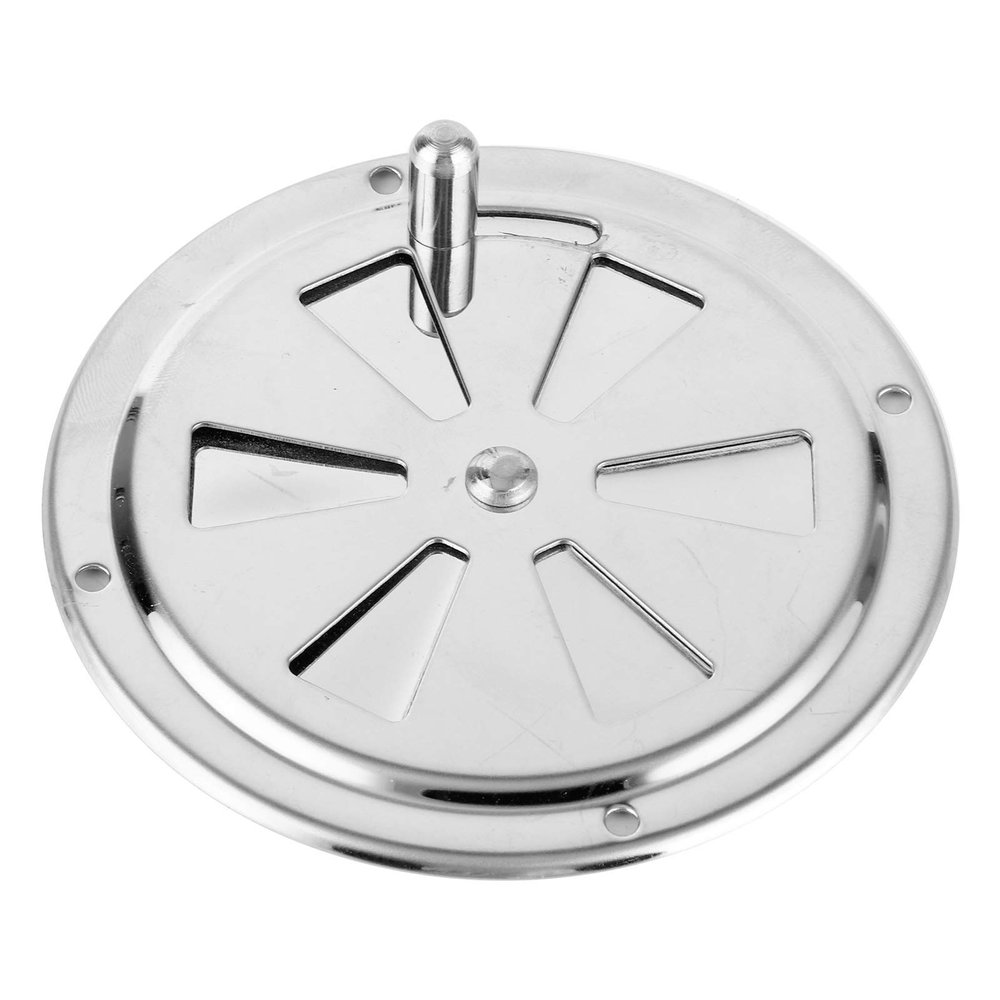 Akozon Boat Vent Cover 4in Round Butterfly Air Vent Gill Plate 304 Stainless Steel Outlet Plate with Side Knob for Marine Boats
