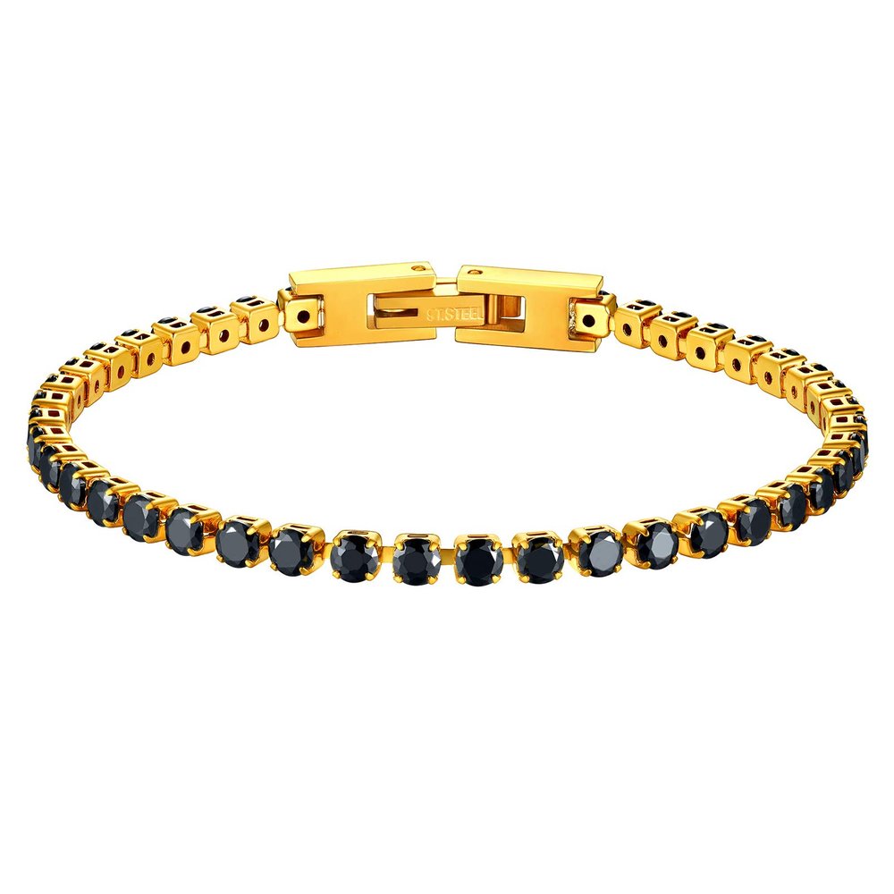PROSTEEL Womens Crystal Bracelet 3mm Stone Cubic Zirconia Black Tennis Bracelets Women 7.5 Inch