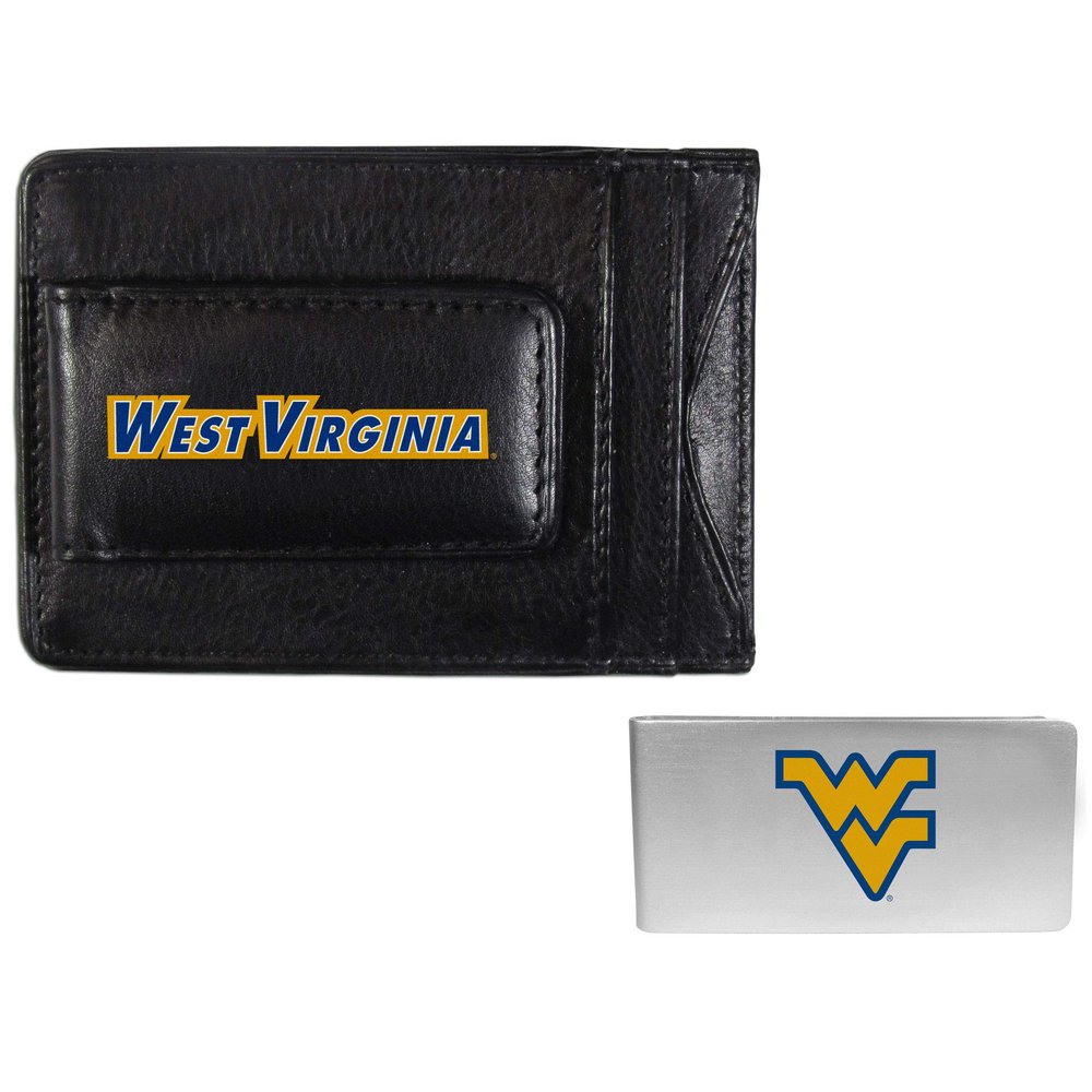 Siskiyou Sports NCAA West Virginia Mountaineers Unisex Leather Cash & Cardholder & Money Clip, Black, One Size