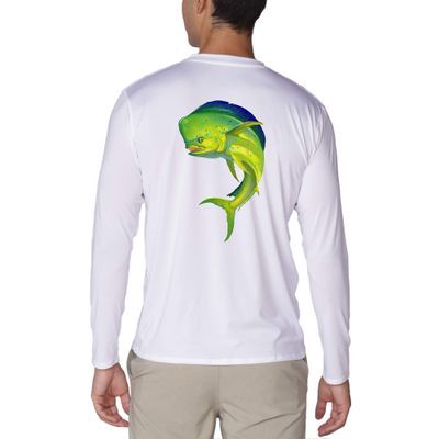 Men's UPF50+ Long Sleeve UV Sun Protection Shirts Quick Dry Outdoor Shirt for Fishing (Mahi Mahi, X-Large)