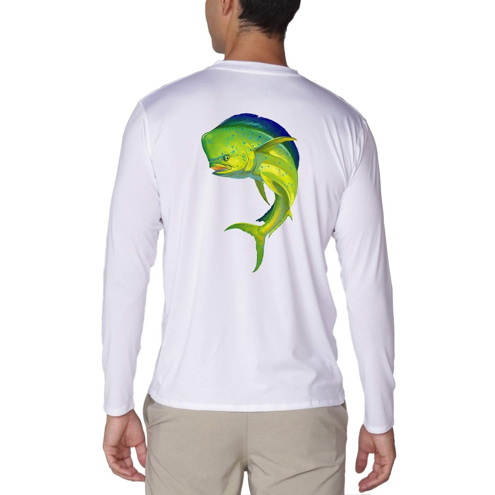 Men's UPF50+ Long Sleeve UV Sun Protection Shirts Quick Dry Outdoor Shirt for Fishing (Mahi Mahi, X-Large)