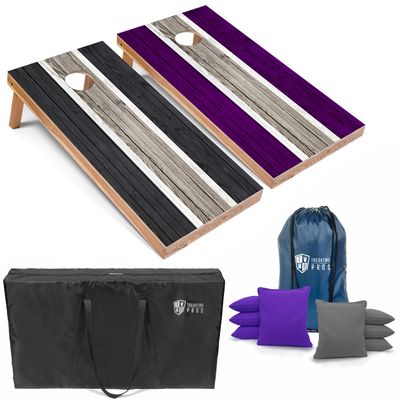Tailgating Pros Lightweight Striped Cornhole Board Set- Includes 4'x2' Regulation Boards, Bean Bags, and Carrying Cases