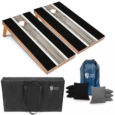 Tailgating Pros Lightweight Striped Cornhole Board Set- Includes 4'x2' Regulation Boards, Bean Bags, and Carrying Cases