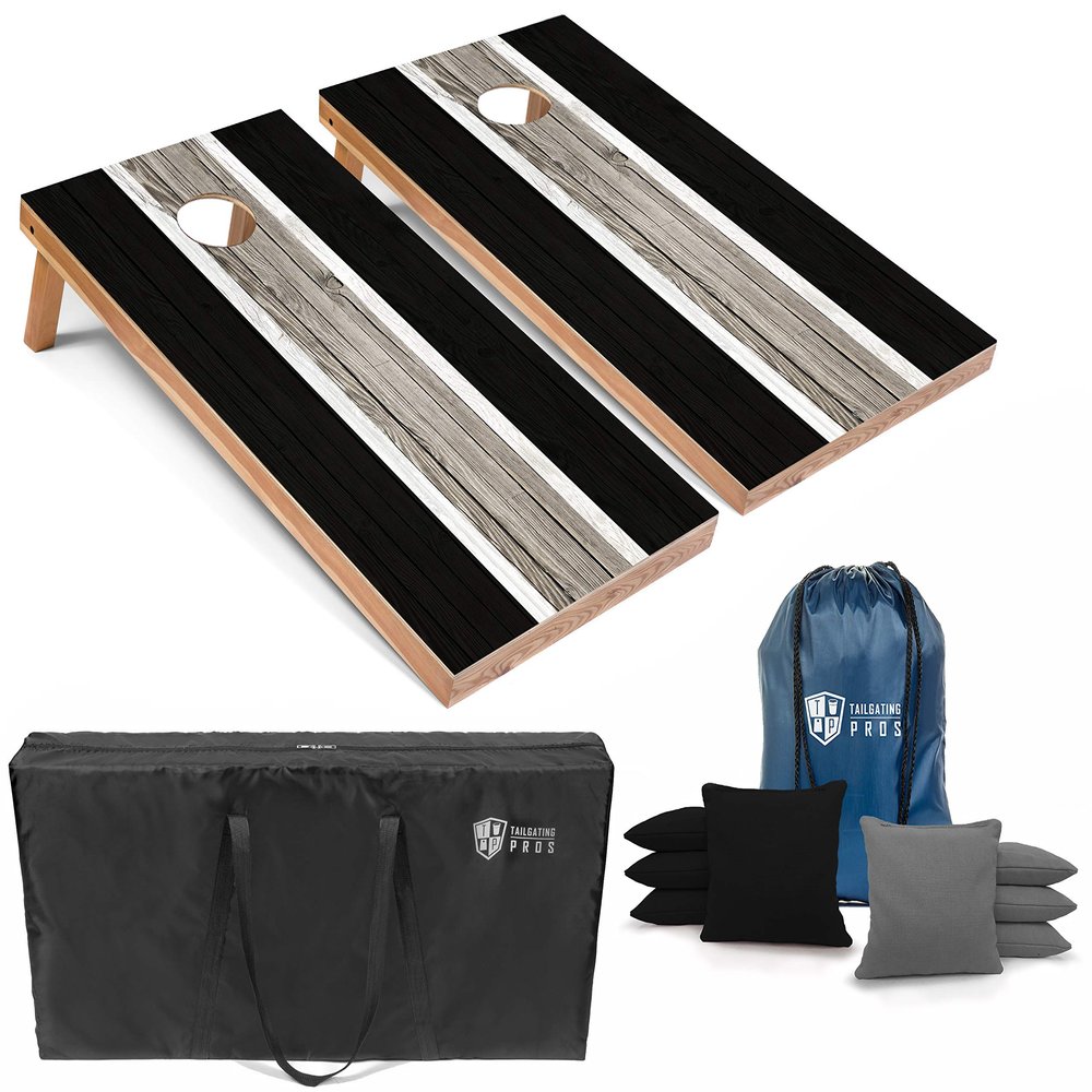 Tailgating Pros Lightweight Striped Cornhole Board Set- Includes 4'x2' Regulation Boards, Bean Bags, and Carrying Cases