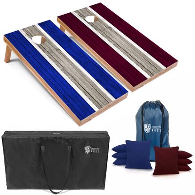 Tailgating Pros Lightweight Striped Cornhole Board Set- Includes 4'x2' Regulation Boards, Bean Bags, and Carrying Cases