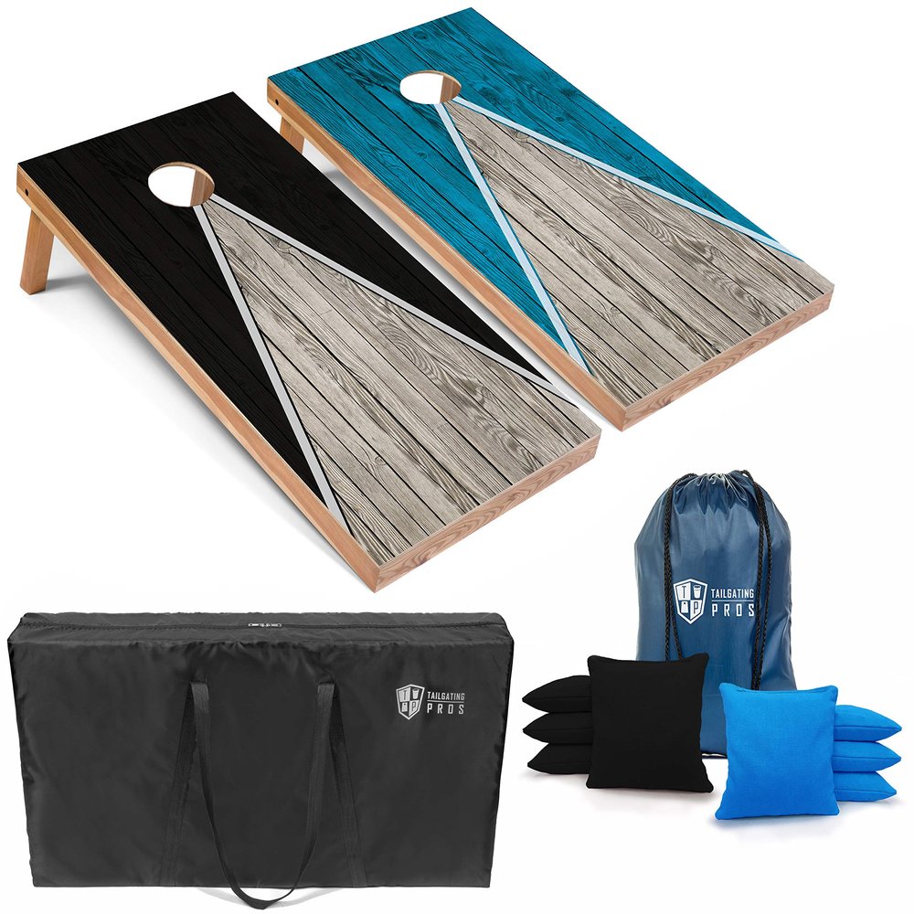 Tailgating Pros Lightweight Pyramid Design Cornhole Board Set w/Bean Bags and Carrying Case - 4'x2' Regulation Cornhole Game