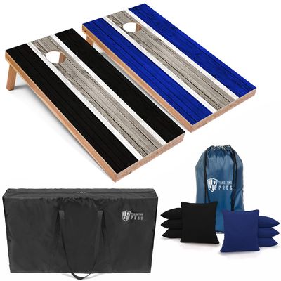 Tailgating Pros Lightweight Striped Cornhole Board Set- Includes 4'x2' Regulation Boards, Bean Bags, and Carrying Cases