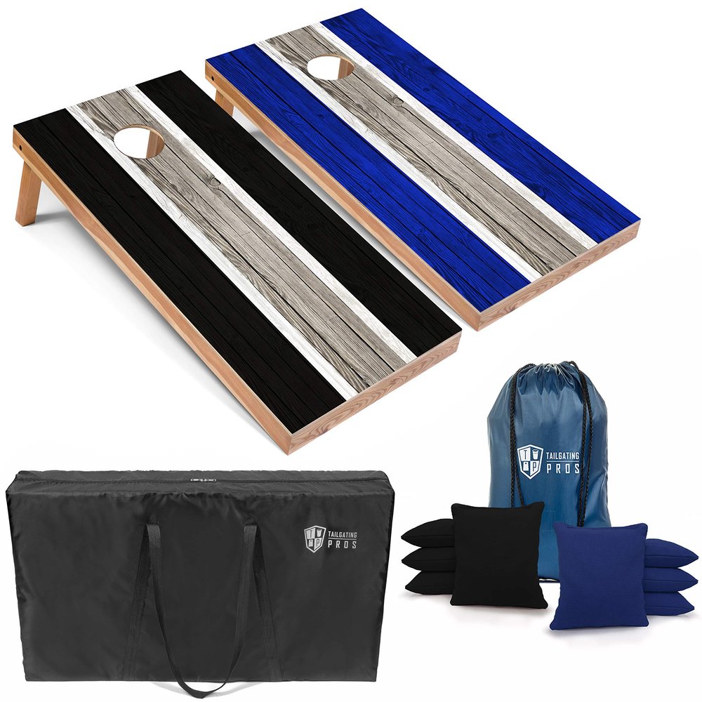 Tailgating Pros Lightweight Striped Cornhole Board Set- Includes 4'x2' Regulation Boards, Bean Bags, and Carrying Cases