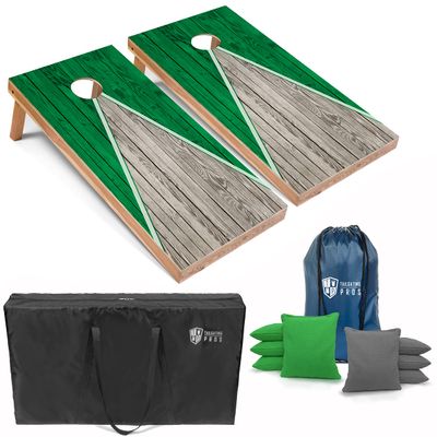 Tailgating Pros Lightweight Pyramid Design Cornhole Board Set w/Bean Bags and Carrying Case - 4'x2' Regulation Cornhole Game