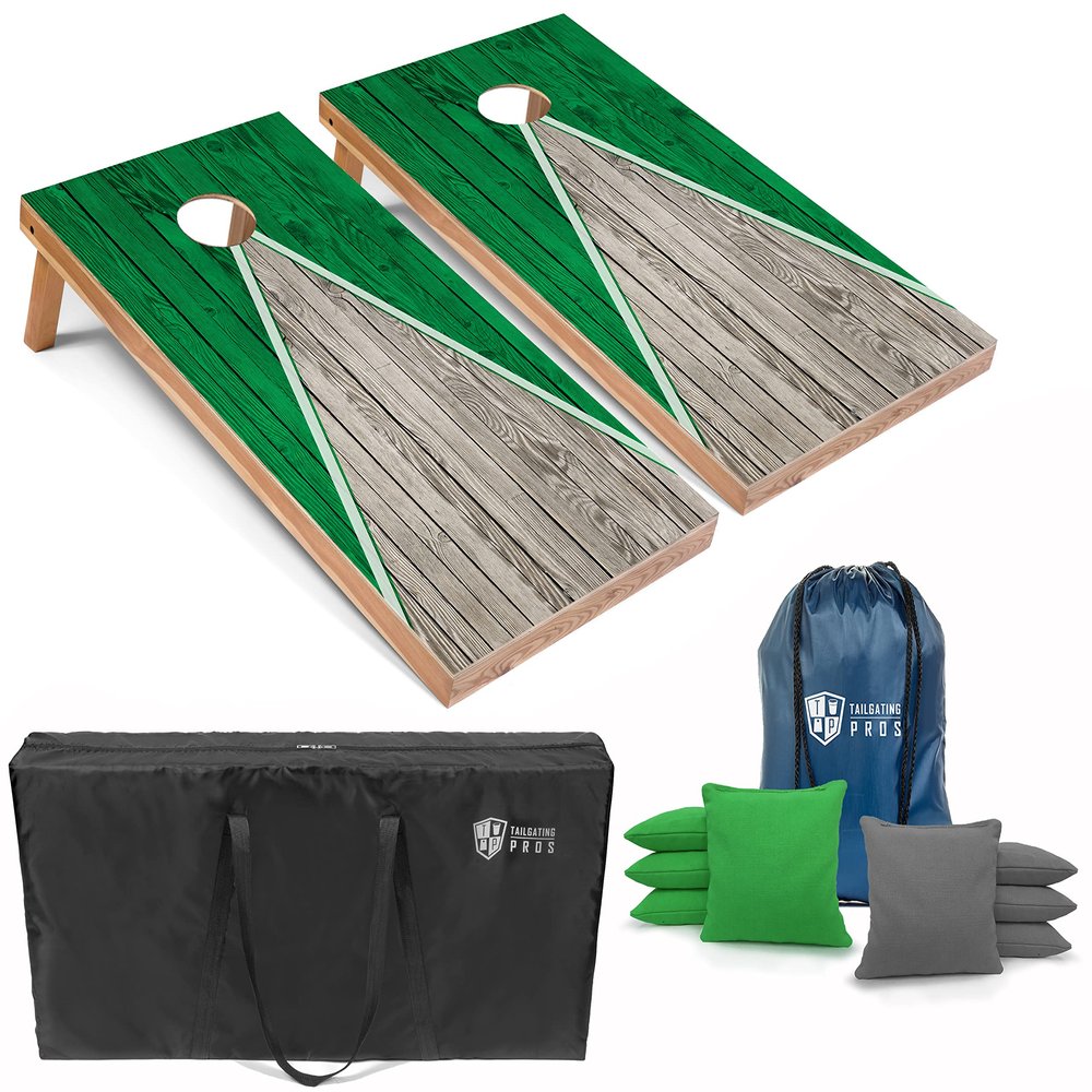 Tailgating Pros Lightweight Pyramid Design Cornhole Board Set w/Bean Bags and Carrying Case - 4'x2' Regulation Cornhole Game