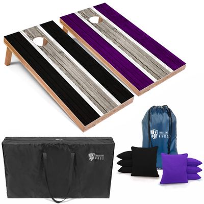 Tailgating Pros Lightweight Striped Cornhole Board Set- Includes 4'x2' Regulation Boards, Bean Bags, and Carrying Cases