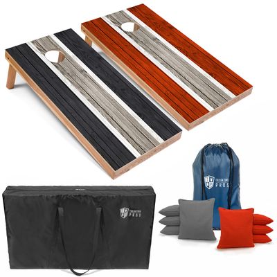 Tailgating Pros Lightweight Striped Cornhole Board Set- Includes 4'x2' Regulation Boards, Bean Bags, and Carrying Cases