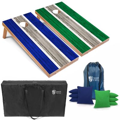 Tailgating Pros Lightweight Striped Cornhole Board Set- Includes 4'x2' Regulation Boards, Bean Bags, and Carrying Cases