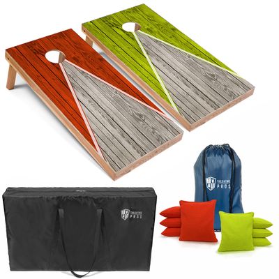 Tailgating Pros Lightweight Pyramid Design Cornhole Board Set w/Bean Bags and Carrying Case - 4'x2' Regulation Cornhole Game