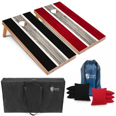 Tailgating Pros Lightweight Striped Cornhole Board Set- Includes 4'x2' Regulation Boards, Bean Bags, and Carrying Cases