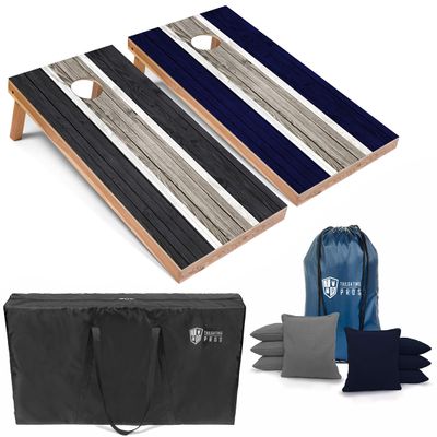 Tailgating Pros Lightweight Striped Cornhole Board Set- Includes 4'x2' Regulation Boards, Bean Bags, and Carrying Cases