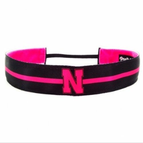 One Up Bands 1457 NCAA Nebraska Hot Pink and Black Headband - Pack of 2
