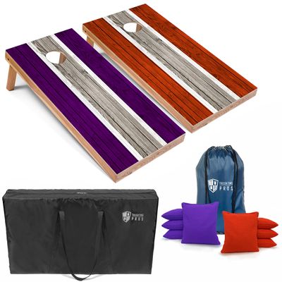 Tailgating Pros Lightweight Striped Cornhole Board Set- Includes 4'x2' Regulation Boards, Bean Bags, and Carrying Cases