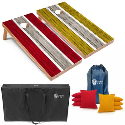 Tailgating Pros Lightweight Striped Cornhole Board Set- Includes 4'x2' Regulation Boards, Bean Bags, and Carrying Cases