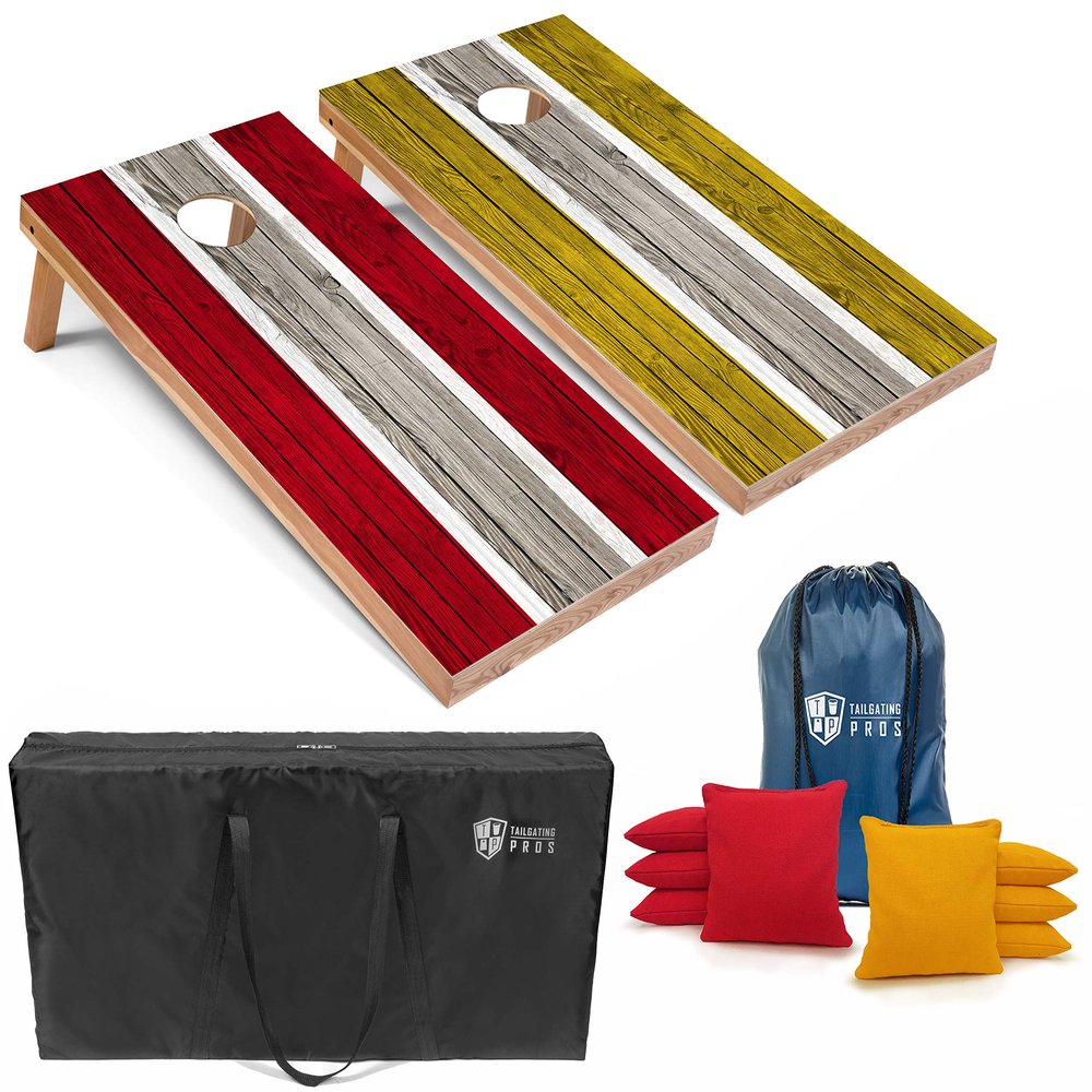 Tailgating Pros Lightweight Striped Cornhole Board Set- Includes 4'x2' Regulation Boards, Bean Bags, and Carrying Cases