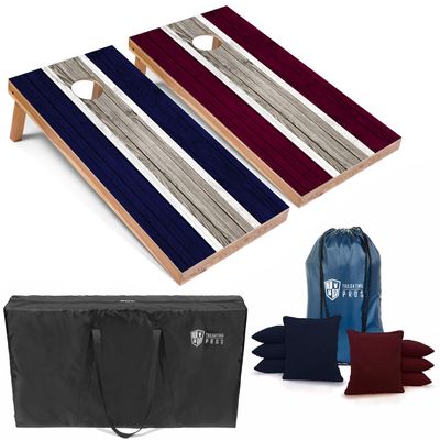 Tailgating Pros Lightweight Striped Cornhole Board Set- Includes 4'x2' Regulation Boards, Bean Bags, and Carrying Cases