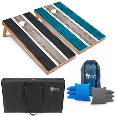 Tailgating Pros Lightweight Striped Cornhole Board Set- Includes 4'x2' Regulation Boards, Bean Bags, and Carrying Cases