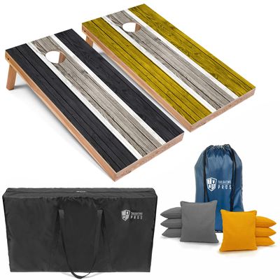 Tailgating Pros Lightweight Striped Cornhole Board Set- Includes 4'x2' Regulation Boards, Bean Bags, and Carrying Cases