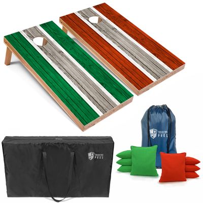 Tailgating Pros Lightweight Striped Cornhole Board Set- Includes 4'x2' Regulation Boards, Bean Bags, and Carrying Cases