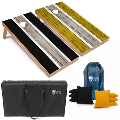 Tailgating Pros Lightweight Striped Cornhole Board Set- Includes 4'x2' Regulation Boards, Bean Bags, and Carrying Cases