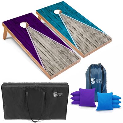 Tailgating Pros Lightweight Pyramid Design Cornhole Board Set w/Bean Bags and Carrying Case - 4'x2' Regulation Cornhole Game
