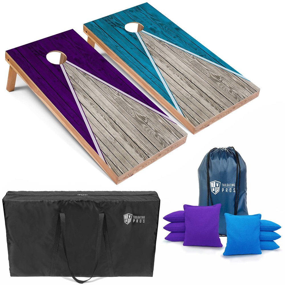 Tailgating Pros Lightweight Pyramid Design Cornhole Board Set w/Bean Bags and Carrying Case - 4'x2' Regulation Cornhole Game