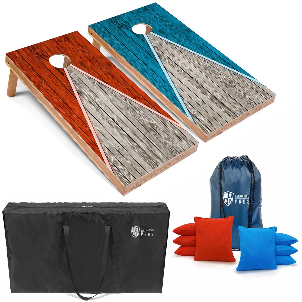 Tailgating Pros Lightweight Pyramid Design Cornhole Board Set w/Bean Bags and Carrying Case - 4'x2' Regulation Cornhole Game
