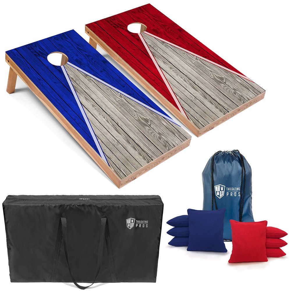 Tailgating Pros Lightweight Pyramid Design Cornhole Board Set w/Bean Bags and Carrying Case - 4'x2' Regulation Cornhole Game