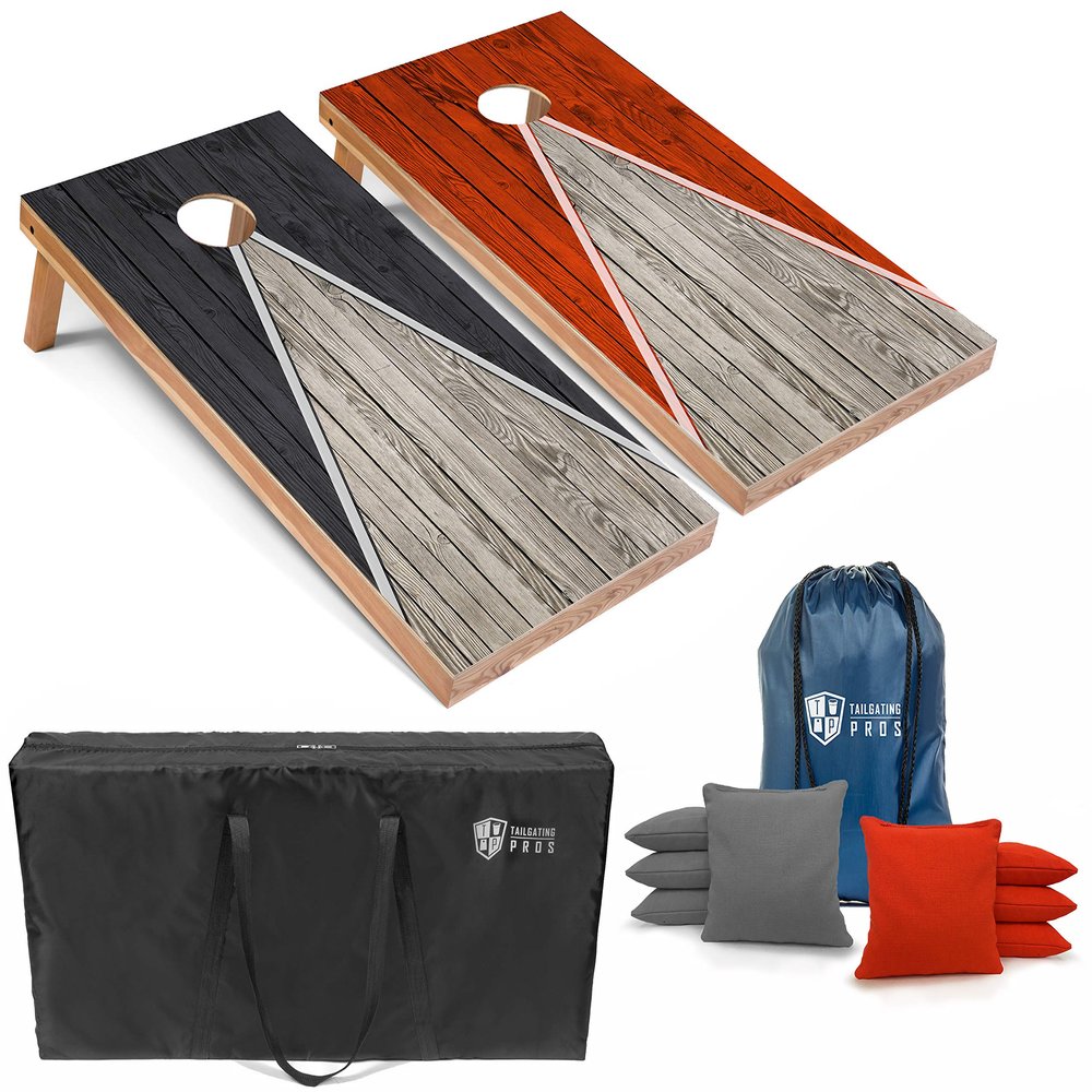 Tailgating Pros Lightweight Pyramid Design Cornhole Board Set w/Bean Bags and Carrying Case - 4'x2' Regulation Cornhole Game