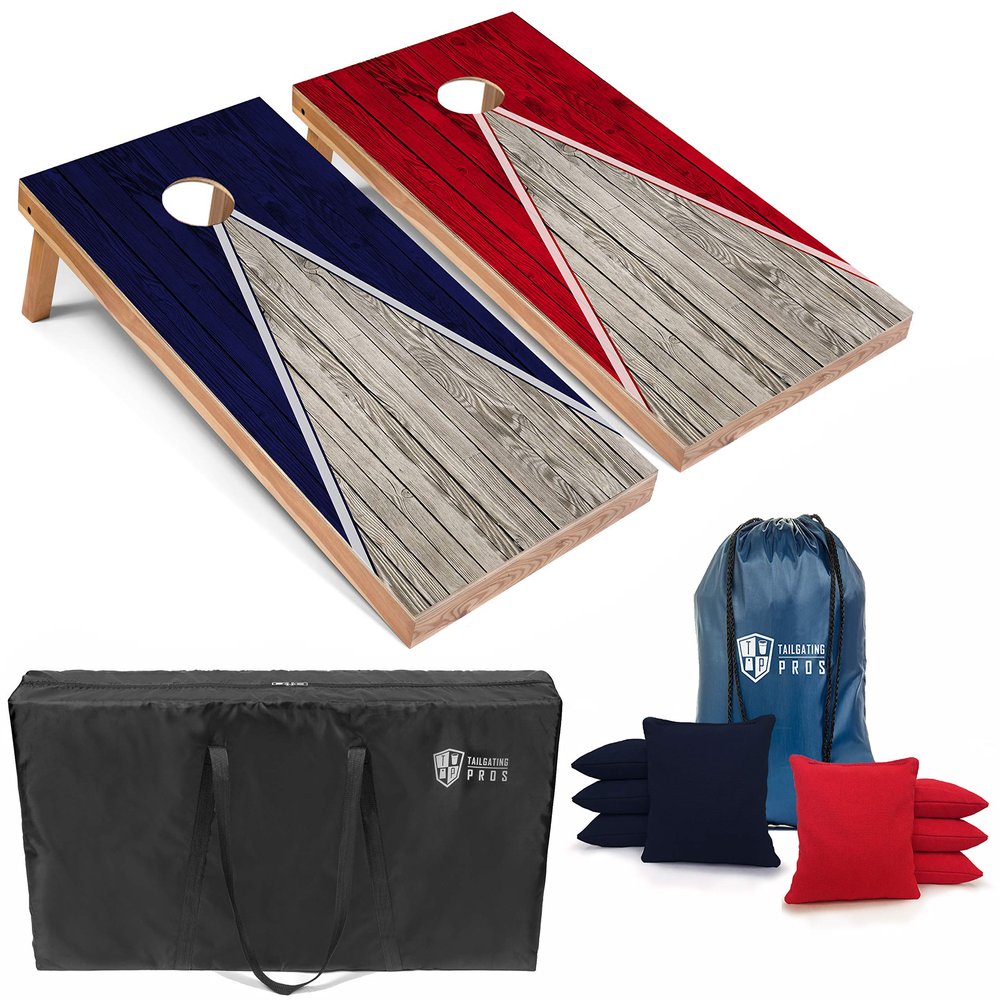 Tailgating Pros Lightweight Pyramid Design Cornhole Board Set w/Bean Bags and Carrying Case - 4'x2' Regulation Cornhole Game