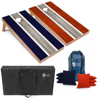 Tailgating Pros Lightweight Striped Cornhole Board Set- Includes 4'x2' Regulation Boards, Bean Bags, and Carrying Cases