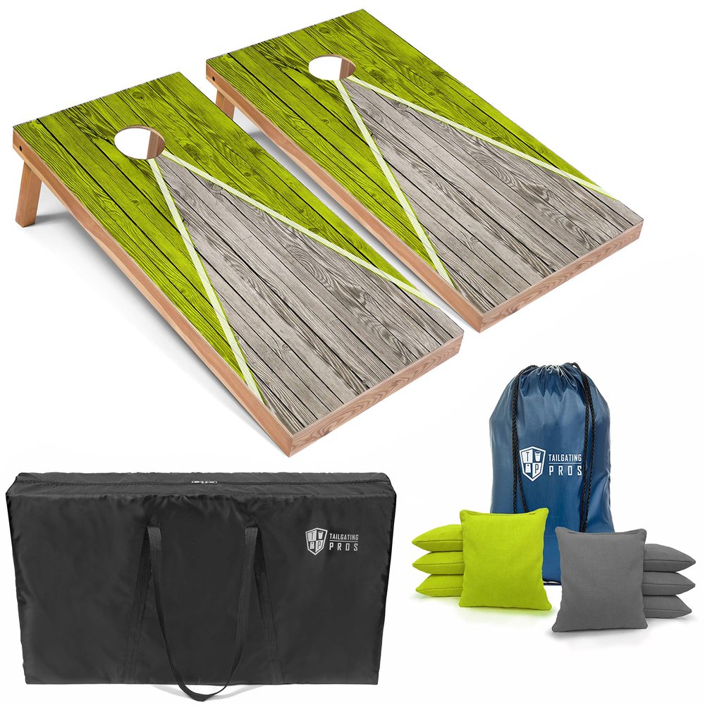 Tailgating Pros Lightweight Pyramid Design Cornhole Board Set w/Bean Bags and Carrying Case - 4'x2' Regulation Cornhole Game