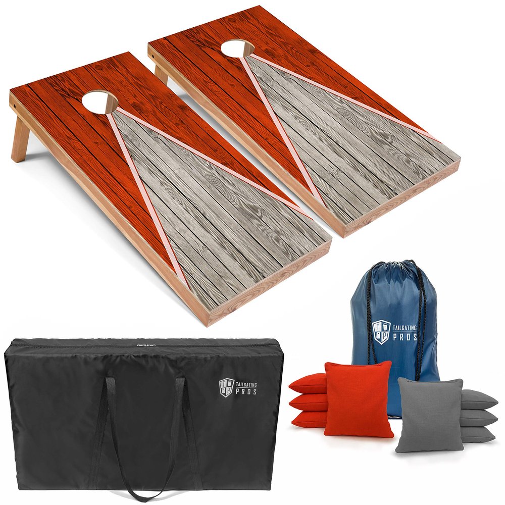 Tailgating Pros Lightweight Pyramid Design Cornhole Board Set w/Bean Bags and Carrying Case - 4'x2' Regulation Cornhole Game