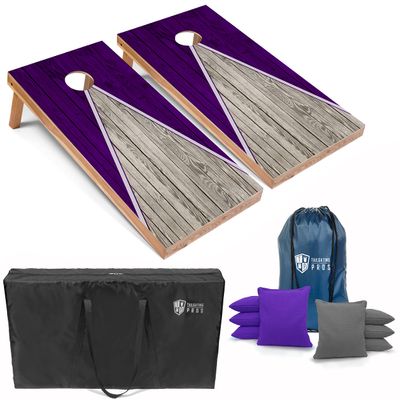 Tailgating Pros Lightweight Pyramid Design Cornhole Board Set w/Bean Bags and Carrying Case - 4'x2' Regulation Cornhole Game