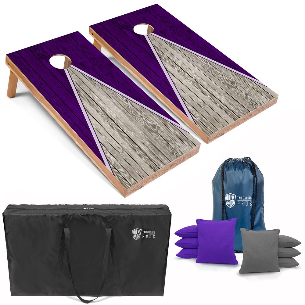 Tailgating Pros Lightweight Pyramid Design Cornhole Board Set w/Bean Bags and Carrying Case - 4'x2' Regulation Cornhole Game